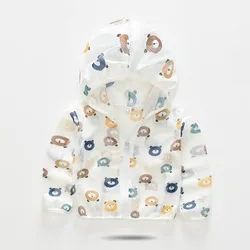 New Summer Children's Hooded Sun Protection Clothing Baby Outwear Jacket Boys Girls Cartoon Long Sleeve Travel Thin Beach Shirt