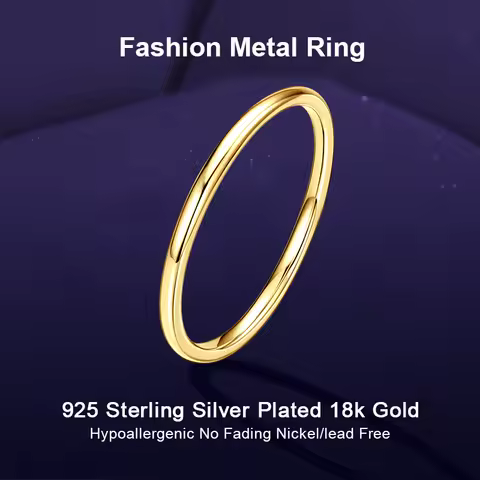 IOGOU 18k Gold Plated Ring for Women 925 Sterling Silver Trend New in Simple Fashion Wedding Band Metal Ring Couple Fine Jewelry