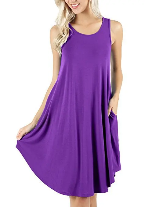 Spring and Summer Hot Item Sleeveless Pocket Casual Round Neck Vest Big Swing Dress