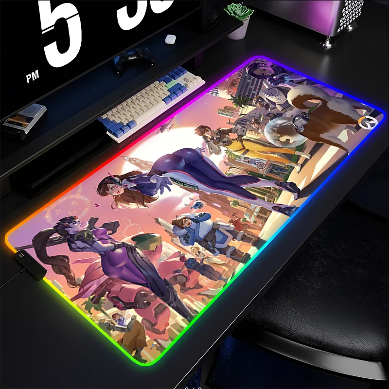 

Mouse Pad Anime Gaming Accessories Mousepad Gamer RGB PC Completo Computer Overwatch Keyboard Pad LED Kawaii Desktop Mat Varmilo