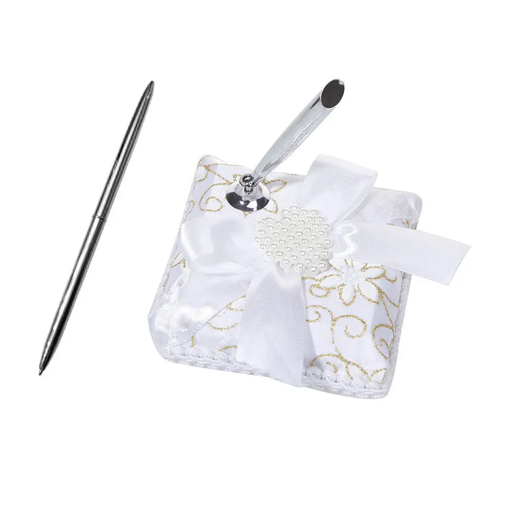

1Pcs Wedding Signature Pen Stand Dense Board Ribbon Material Elegant Bowknot Western Style Pen Holder Wedding Party Engagement