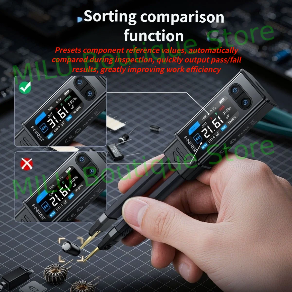 FNIRSI digital bridge tweezers LCR-ST2 high-precision second-generation handheld component tester