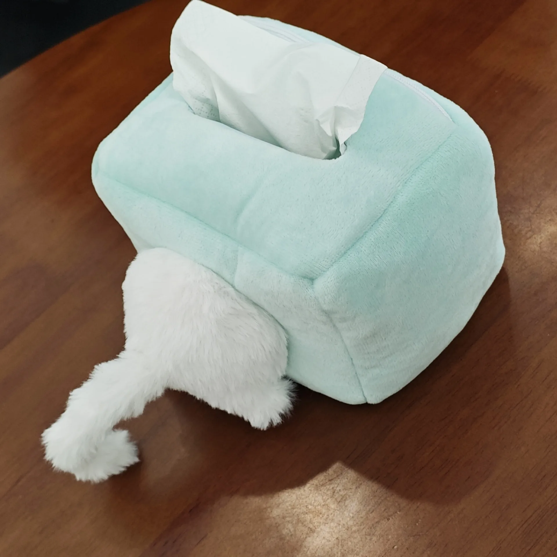 Cute naughty kitten tissue box napkin box creative plush niche doll box decorative storage