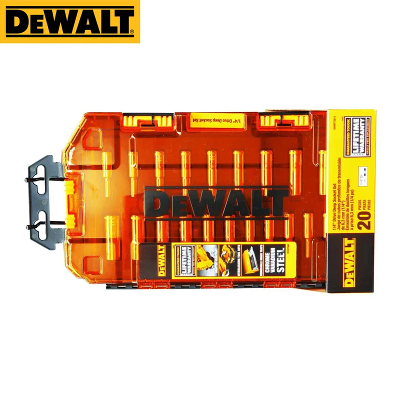 DEWALT Original DWMT73811-23 Equip Lockable Folding Box Durable Convenient 20 Piece 1/4 in Drive Deep Combination Socket Set