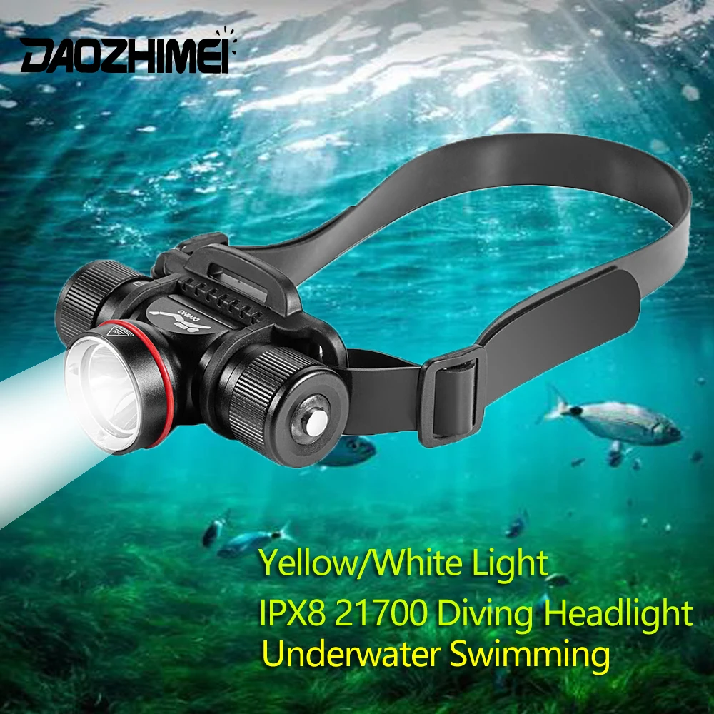 IPX8 Waterproof 21700 Dive Lamp Light L2 Diving Headlamp Underwater 50m Headlight LED Scuba Head Flashlight Torch