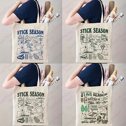 Stick Season Pattern Tour Merch Tote Bag Music Lover Gift Bags borsa di tela da donna borse a tracolla riutilizzabili per i viaggi vita quotidiana