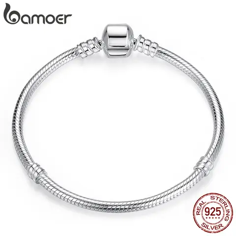 Sterling Silver Snake Chain Bangle bamoer