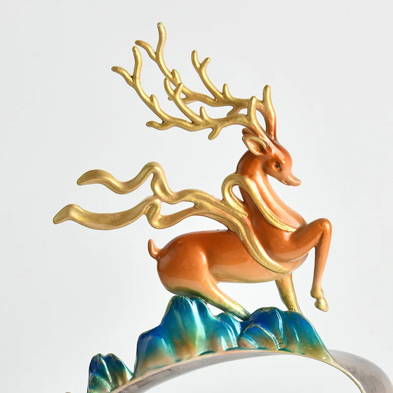 Zml new chinoiserie ornament ping an buckle one deer high rise living room bookcase office decoration