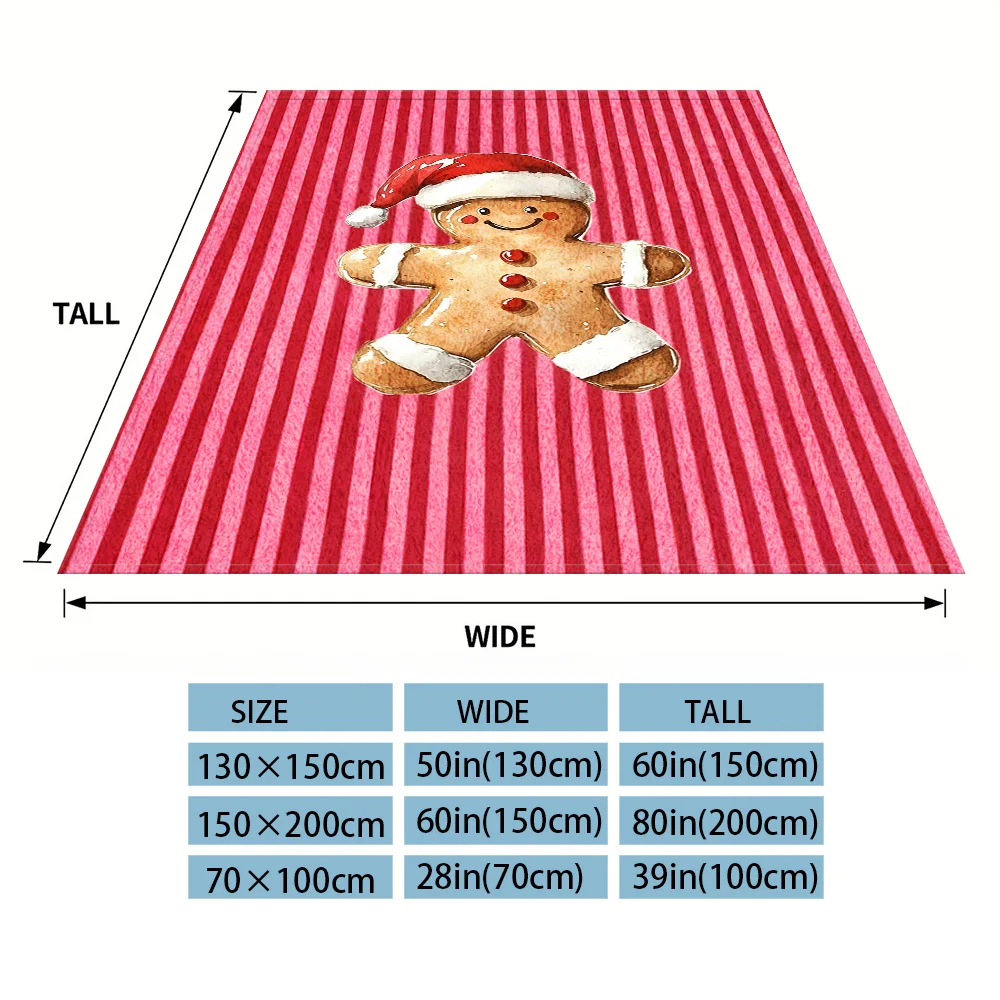 Gingerbread Man Flannel Blankets Are Suitable For Sofas, Men's Room Decorations, Thick And Warm Gifts For Teenagers