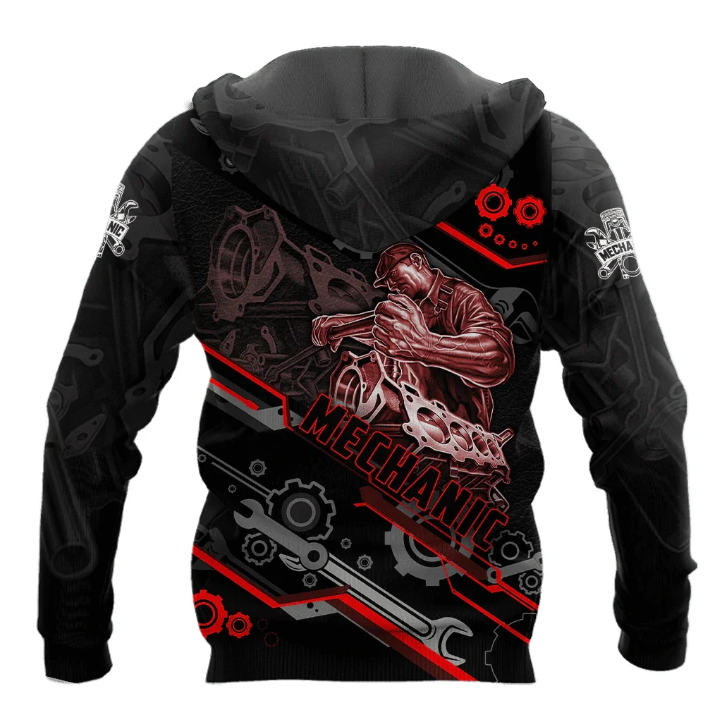 Spersonalizowana nazwa mechanik czaszka 3D wszystko nadrukowane męska bluza z kapturem Unisex z kapturem bluza Streetwear w stylu Casual, na zamek błyskawiczny bluzy z kapturem DK505