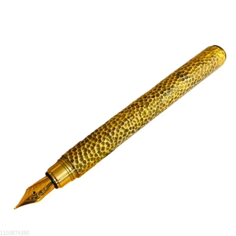 Imagem -06 - Caneta-tinteiro Benovel-carved Brass Hammer Nib Ink Pen Ouro Irídio ef f m 0.38 0.5 0.7 mm Escola Papelaria Estudante Escrita