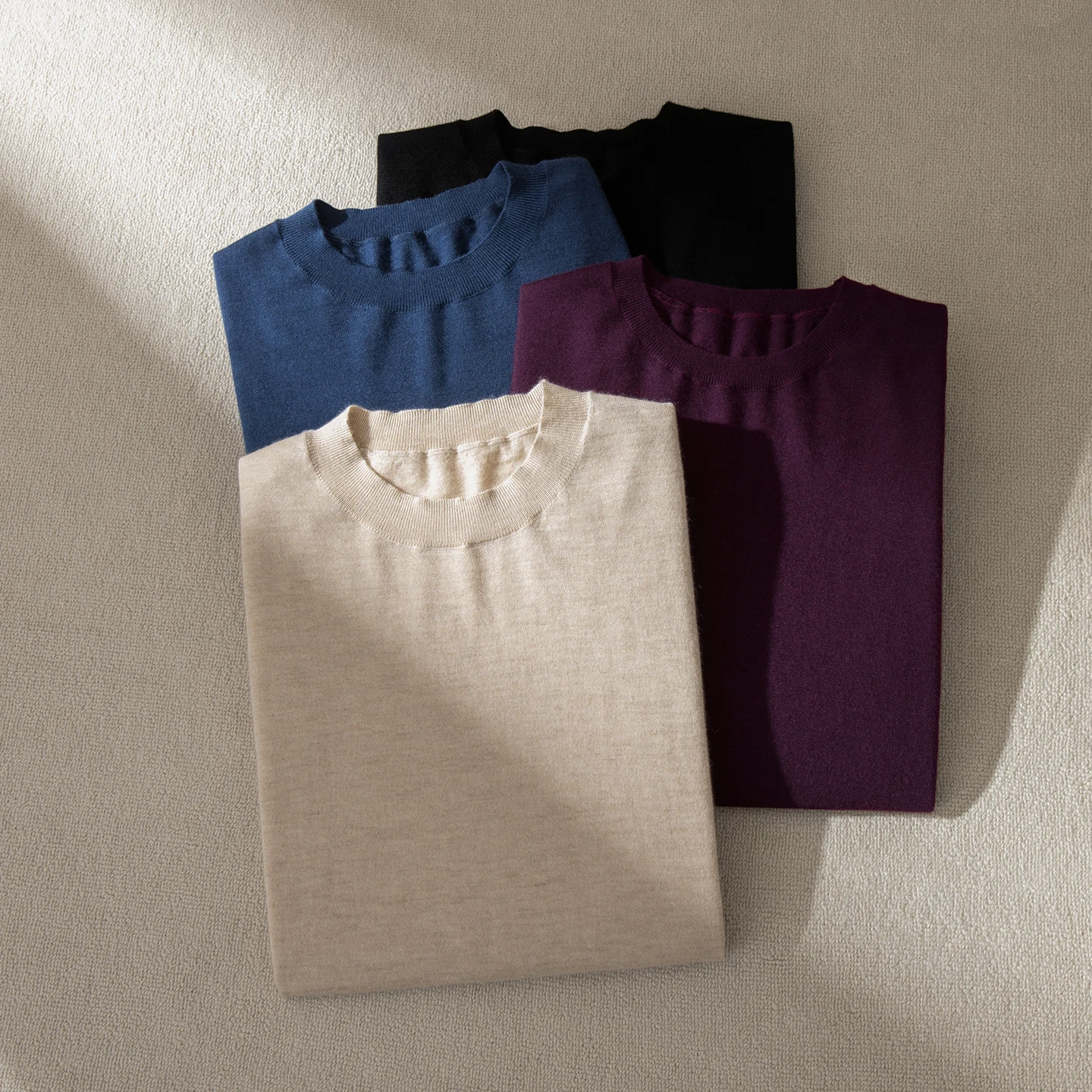 100% spun cashmere men's pullover short sleeved 18 needle knitted thin sweater luxury Pull round neck Jumper loose streetwear