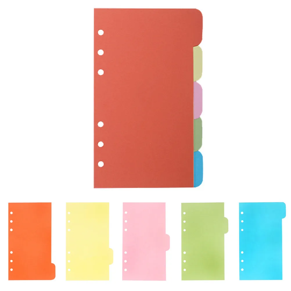 

25Pcs Colored A6 Refill Paper Divider Sets for Spiral Notebooks Tab Cards Index Sheets Heavy Wear Resistant for Office School