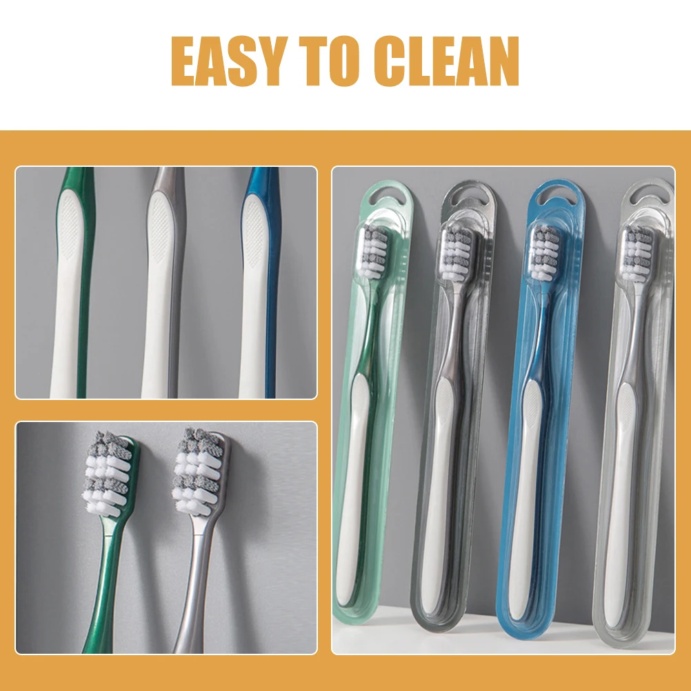 8 stuks harde tandenborstels voor mannen, handmatige reiniging, lichtgewicht, draagbare reishandheld, tandenborstels met grote kop voor het verwijderen van tandenvlekken