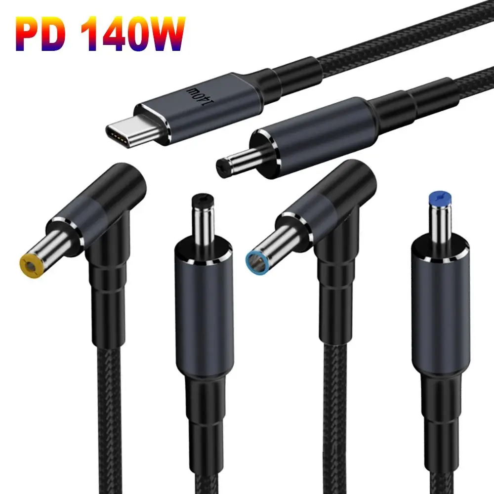 Cabo USB Tipo C para DC de 180CM, PD 140W, Cabo de Alimentação para Laptop, Conversor 20V 7A, Fio de Carregamento Rápido para HP/Dell/Asus