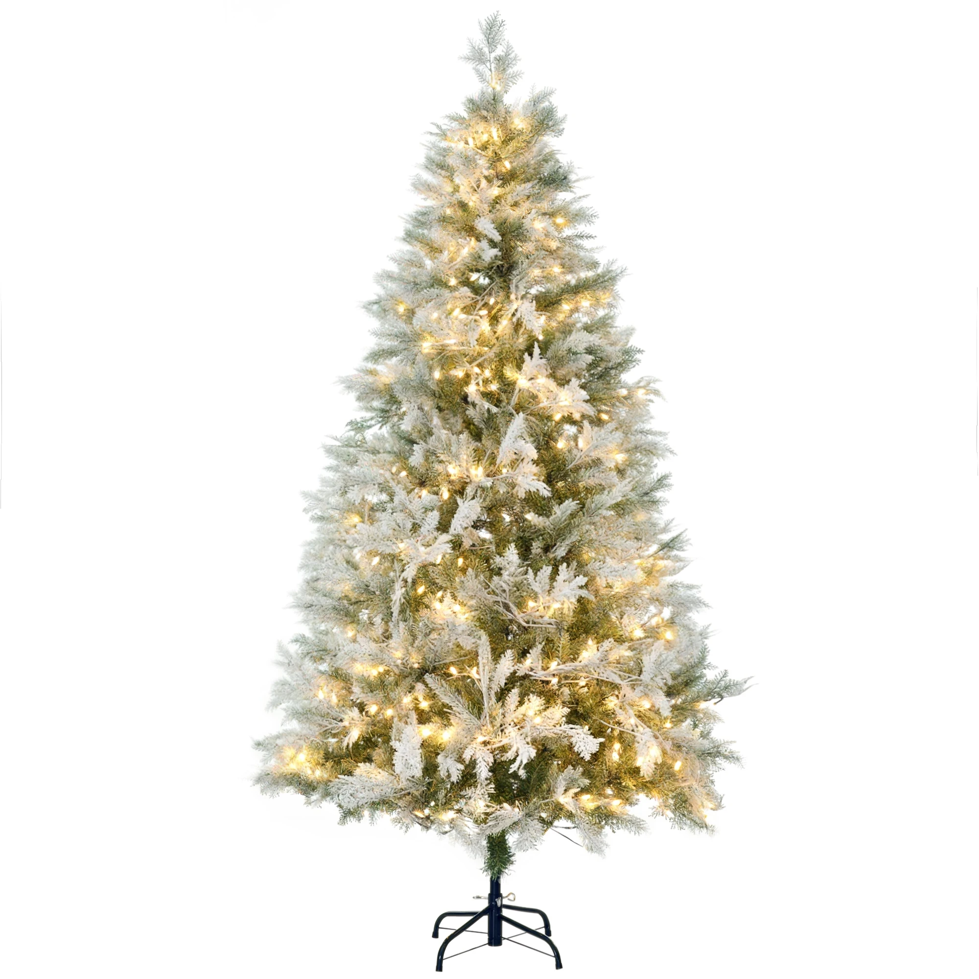 HOMCOM Árbol de Navidad Artificial 180 cm con 300 Luces LED Blancas Cálidas