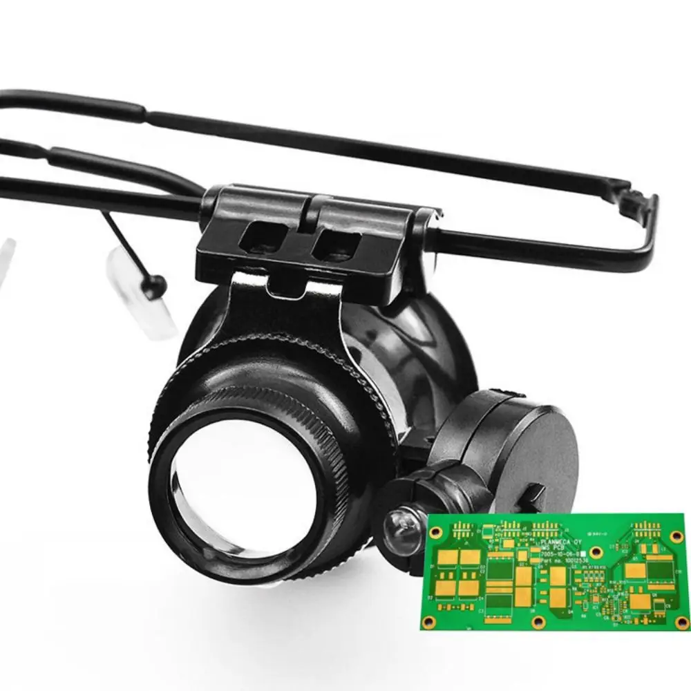 with LED Lights 20X Magnifier Double Eye Glasses Headband Mount Portable 20X Lens Magnifying Eyewear Multi-functional Hands-free
