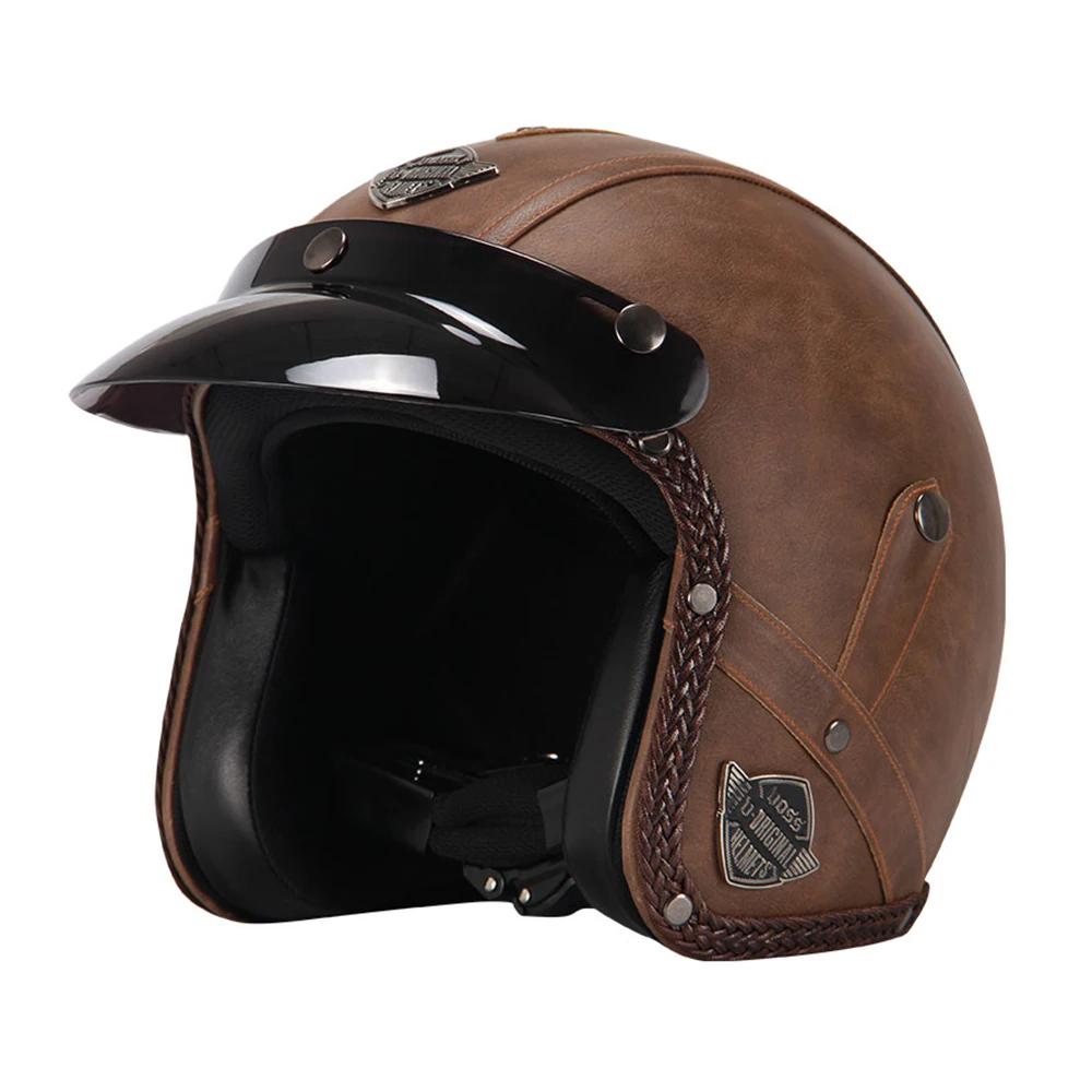 New Retro Vintage German Style Motorcycle Helmet 3/4 Open Face Helmet Scooter Chopper Cruiser Casco Moto Helmet Glasses Mask