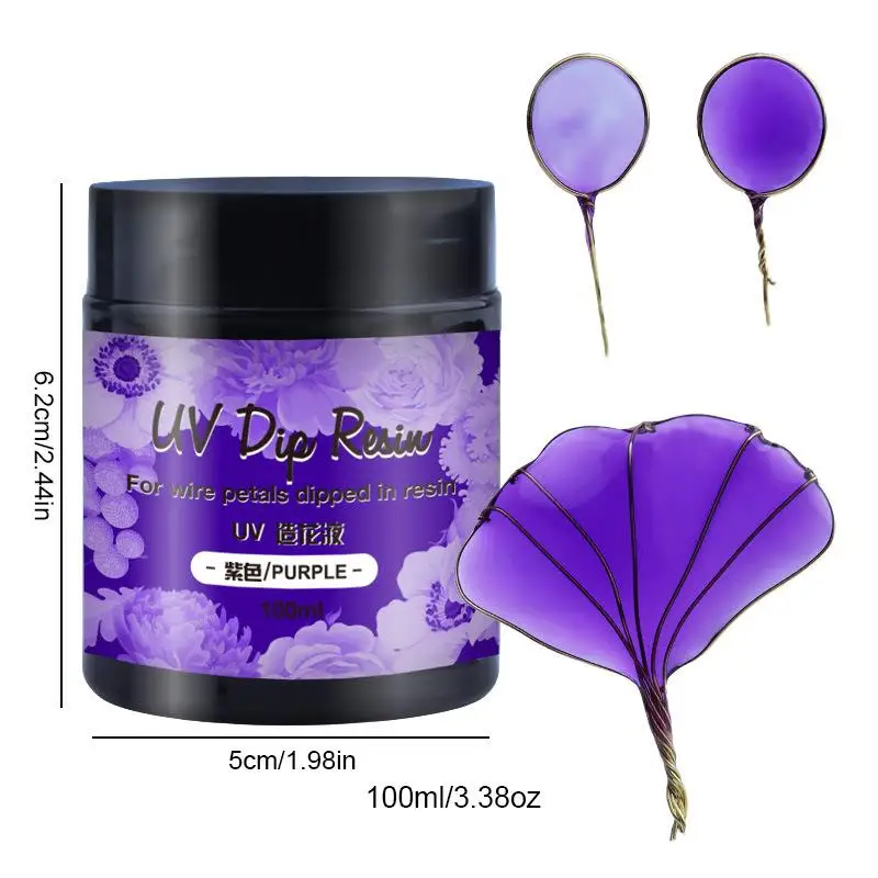 100Ml Uv Dip Hars Lijm Voor Draad Bloemen Kleurrijke Vloeibare Hoogglans Ultraviolet Uitharding Kristal Uv Lijm Sieraden Maken