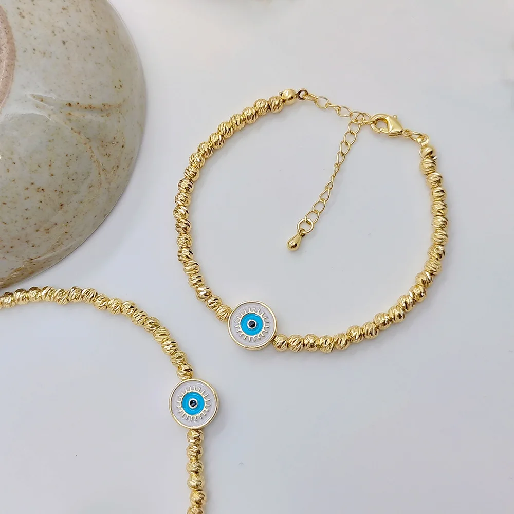 

KKBEAD Enamel Lucky Evil Eye Bracelet Wholesale Gold Plated Beads Bracelets Jewelry for Women Accessories