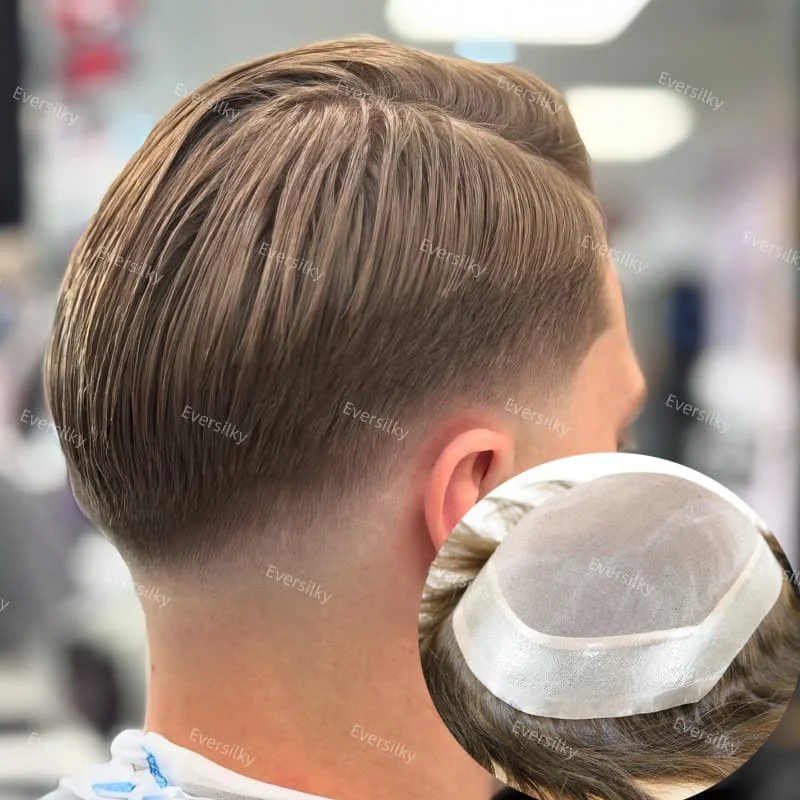 غير قابل للاكتشاف # 1 # 2 # 4 # 7 شعر مستعار بني فاتح مموج/مستقيم للرجال مريح ناعم أحادي PU 100% شعر بشري أصلي رخيص للرجال