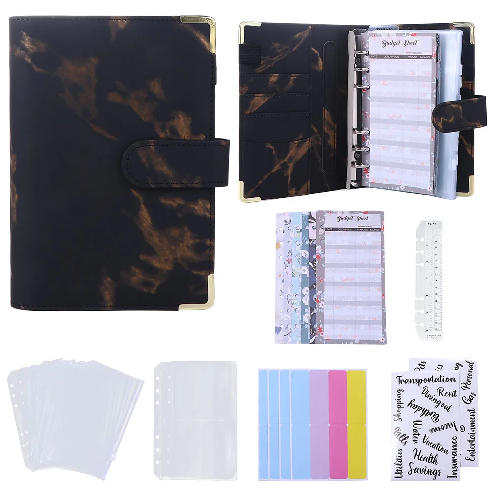 

Zipper Envelope for Budgeting Budget Planner A6 Notebook Marble Notebook Marble Budget Binder 6 Ring Binder Notebook Binder