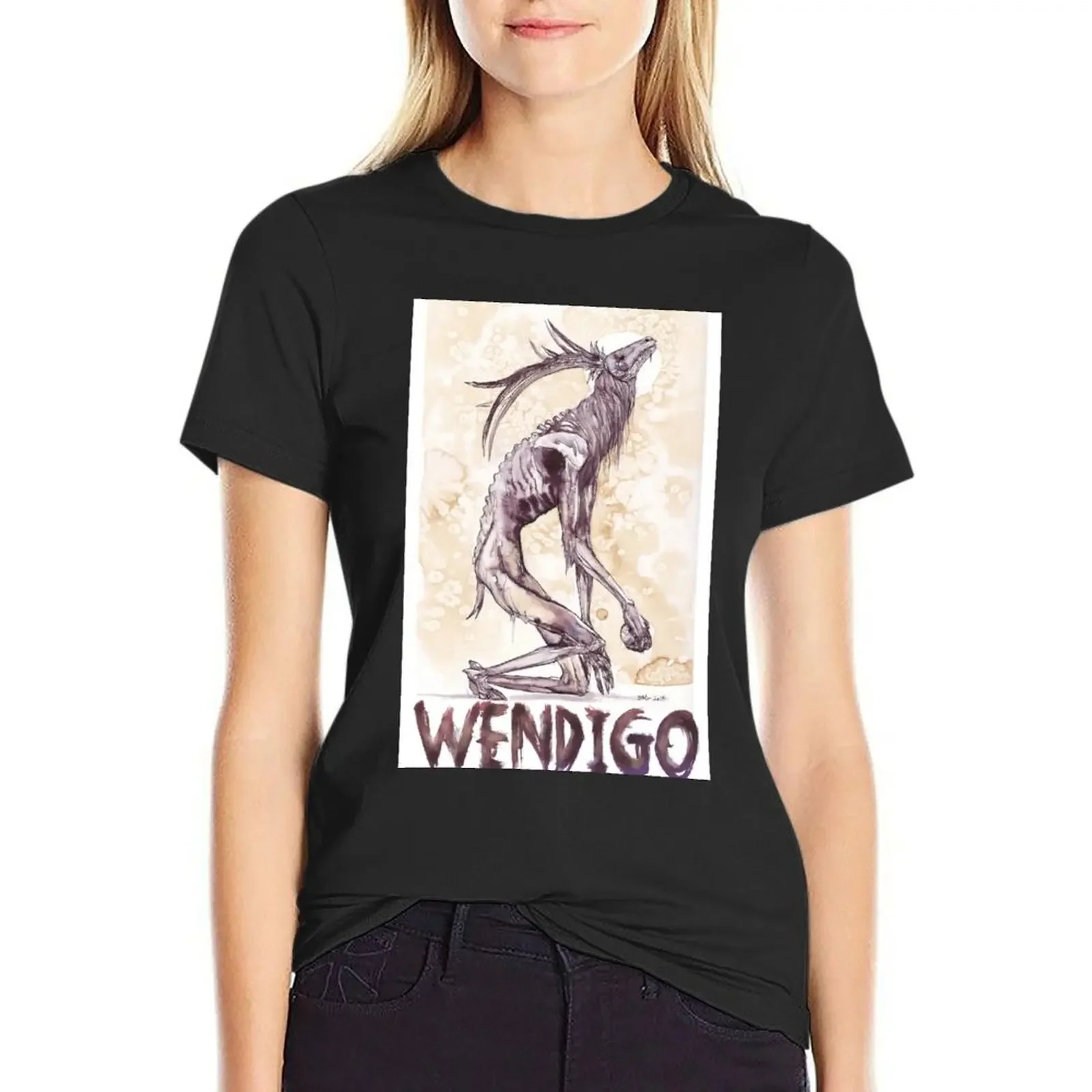

Wendigo with Text T-Shirt summer top Female clothing female new edition t shirts for Women