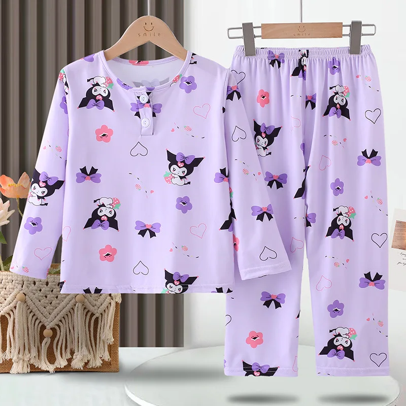 

Sanrio Kawaii Kuromi My Melody Children Long Sleeve Clothes Girl Heart Cartoon Cute Cinnamoroll Anime Pajamas Tide Gift for Kids