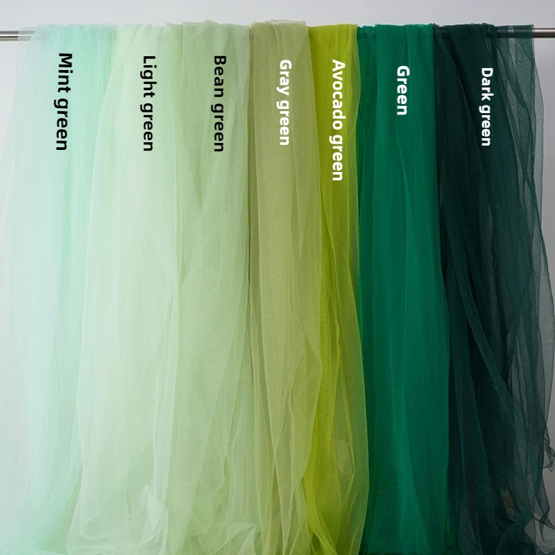 Tela de tul transparente verde por metro para ropa, velo Hanfu, fondo de boda, tela de gasa para costura artesanal, blanco claro suave