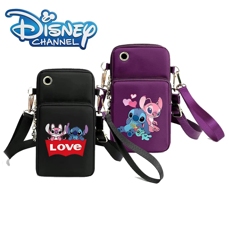 Disney Lilo&stitch Mobile Phone Crossbody Bags for Women Mini Square Shoulder Bag Cell Phone Pouch Headphone Plug Layer Wallet