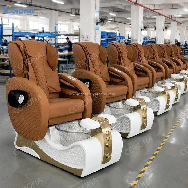 Professional Massage Pedicure Spa Chair with Pipeless Foot Bath and LED Light for Nail Salon