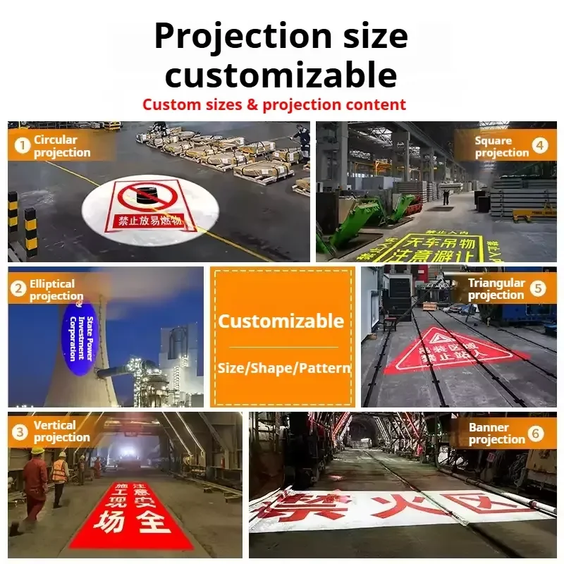 Custom Industrial LED AC Power Gobo Techs for Waterproof Safety Signs Plant Facilities Logo Projection Forklifts Montacargas