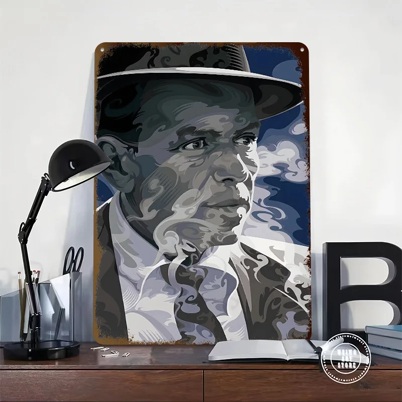 Frank Sinatra Portrait Art 3D Texture Metal Poster Customized Wall Art Tin Sign Gift for Mancave Room Decorations Man Desk Decor