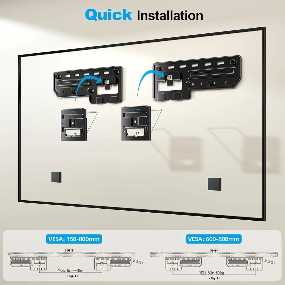 Ультратонкое настенное крепление для телевизоров с плоскими и рамками диаметром 55–100 дюймов, низкопрофильное крепление только 0,31 дюйма для плоского настенного телевизора, настенное крепление Micro Gap
