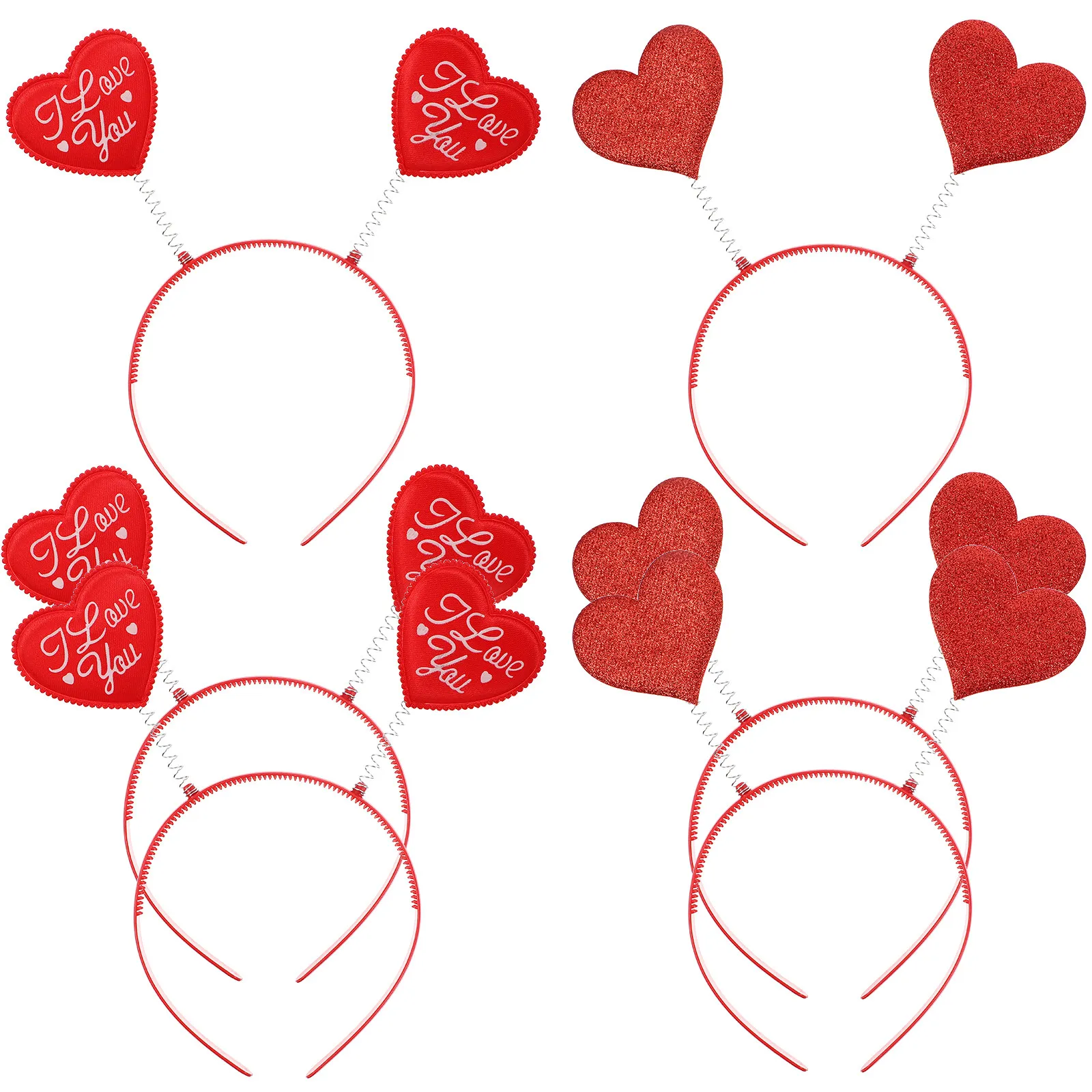 

6Pcs Red Heart Headband Valentine Hair Accessories Lightweight Chic Design for Kids Girls Valentine's Day Party Music Festival