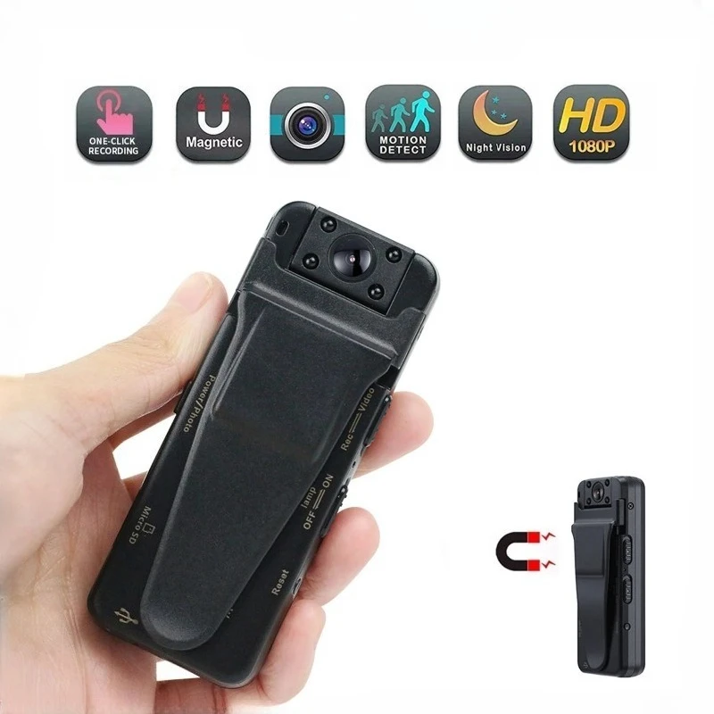 كاميرا يمكن حملها بالجسم صغيرة كشف الحركة 4 قطعة الأشعة تحت الحمراء للرؤية الليلية كامل HD 1080P تسجيل الفيديو الرياضة DV للدراجة #1