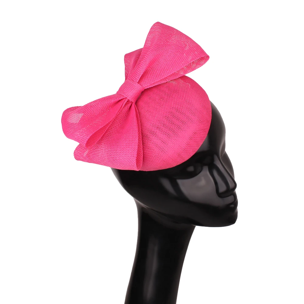 New Wedding Bride Hat Bow Design Women Party Fascinator Hat Bridal Prom Marriage Chapeau Cap Hair Clip Ladies Sinamay Headpieces