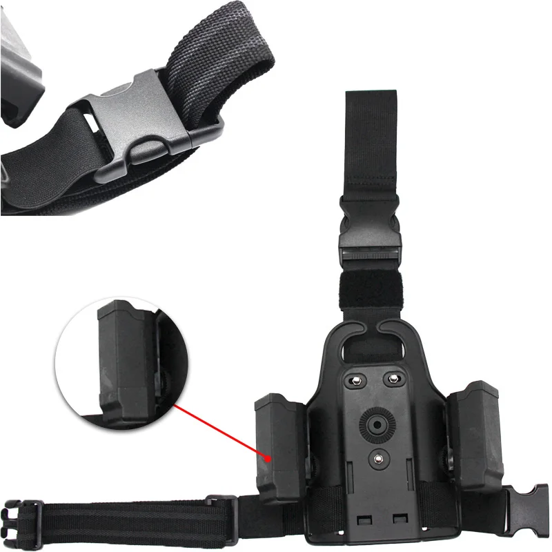 New Adjustable Tactical Thigh Holster with Magazine for Pistol, Compatible with Glock 17 Beretta M9 Colt 1911 Beretta PX4