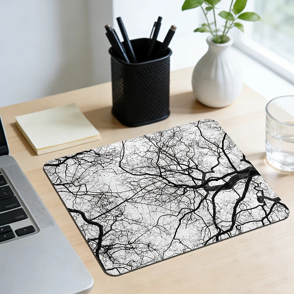Brand Black White Withered Branch Silhouette Mouse Pad Anti-Slip Rubber Gaming Mat HD Print Desk Decor Computer Laptop