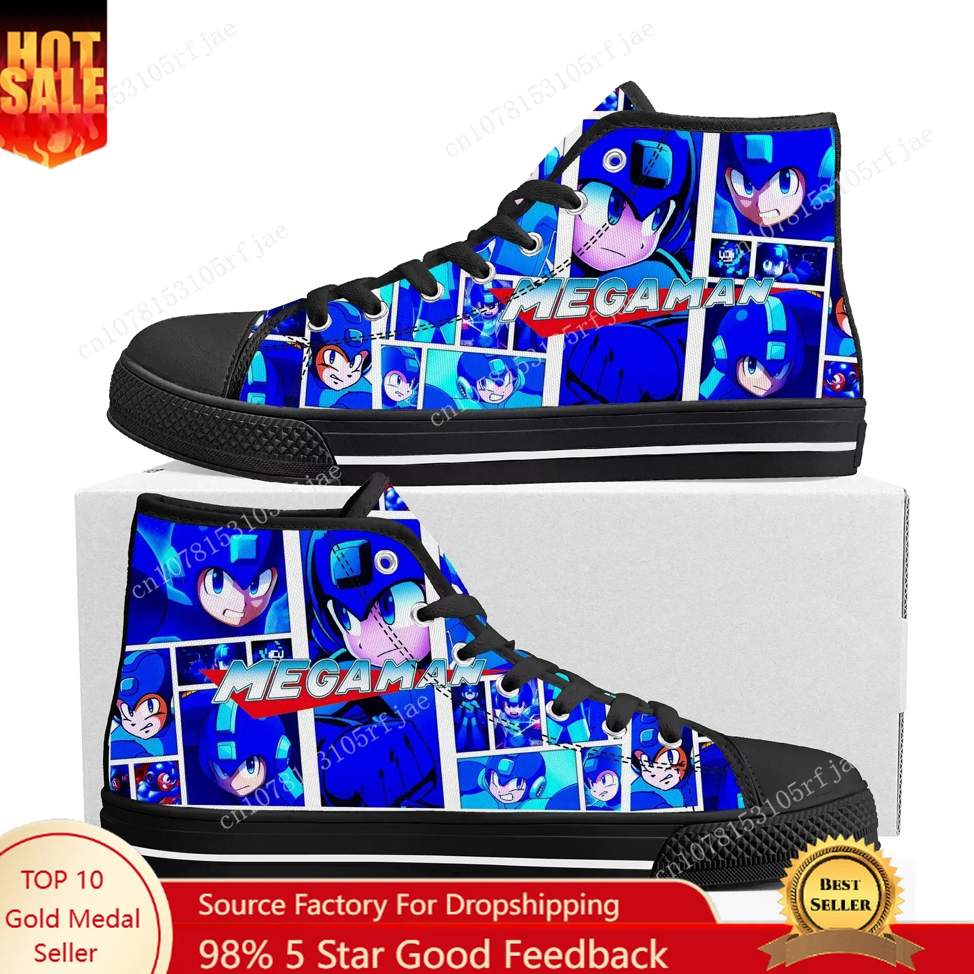 

Mega Man Megaman High Top Sneakers Men Women Teenager High Quality Canvas Sneaker Fashion Trendy Versatile Sports Shoes