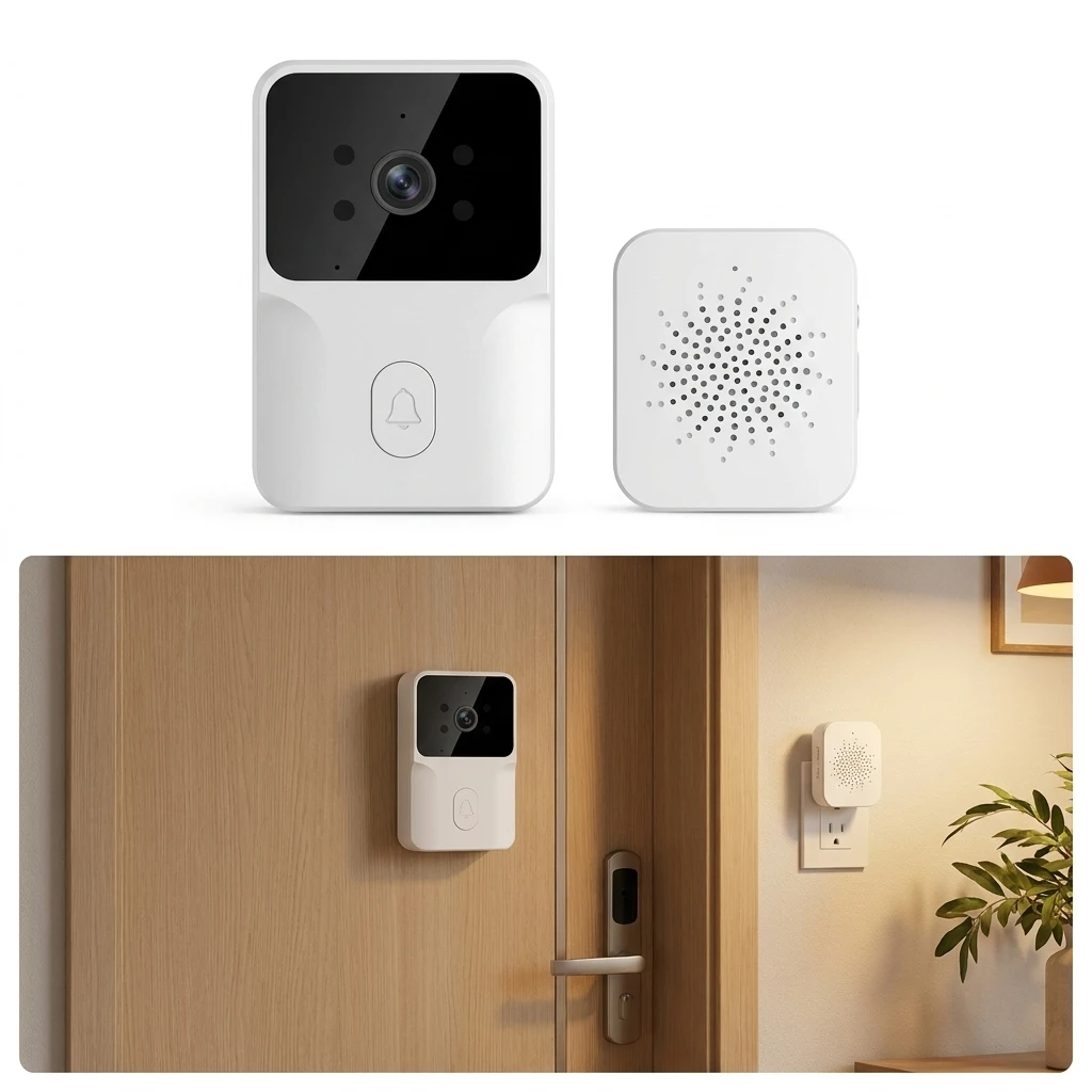 פעמון דלת וידאו HD WiFi בעל עוצמה נמוכה, נטענת, ראיית לילה, פעמון דלת אבטחה חכם, אינטרקום ביתי 1-ל-1