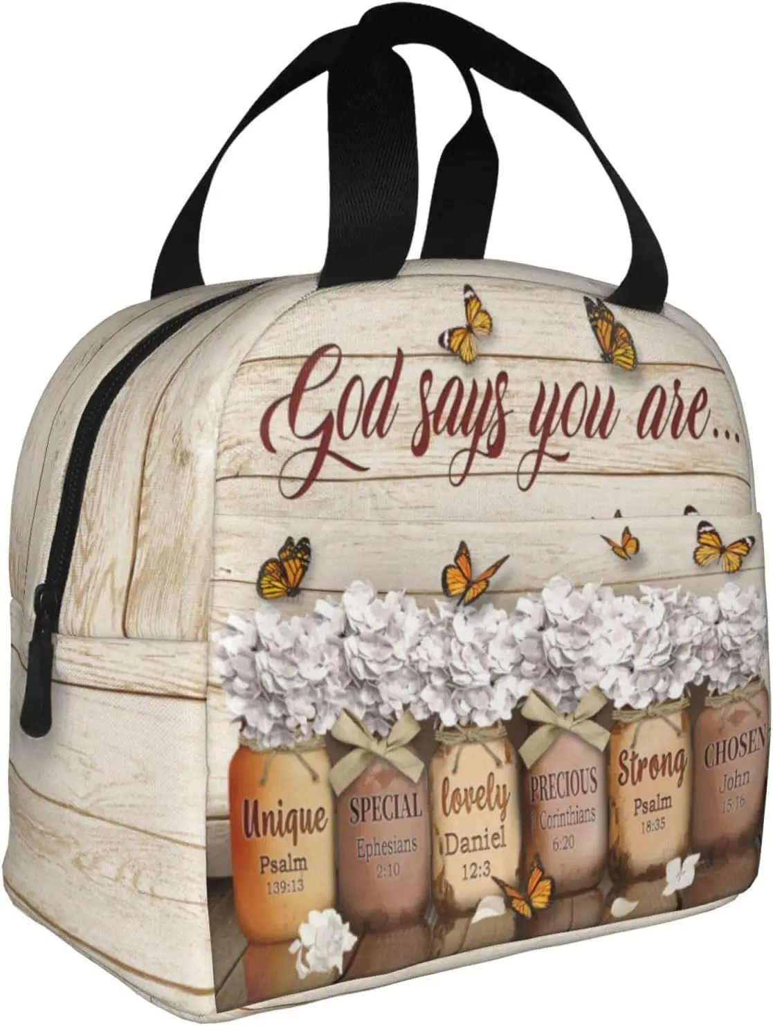 พระเจ้าบอกว่าคุณคือกระเป๋าใส่อาหารกลางวัน กระเป๋าใส่อาหารกลางวันสำหรับผู้หญิง ข้อความในพระคัมภีร์ตามหลักศาสนาคริสต์ กล่องอาหารกลางวันข้อความในพระคัมภีร์ของพระเยซู