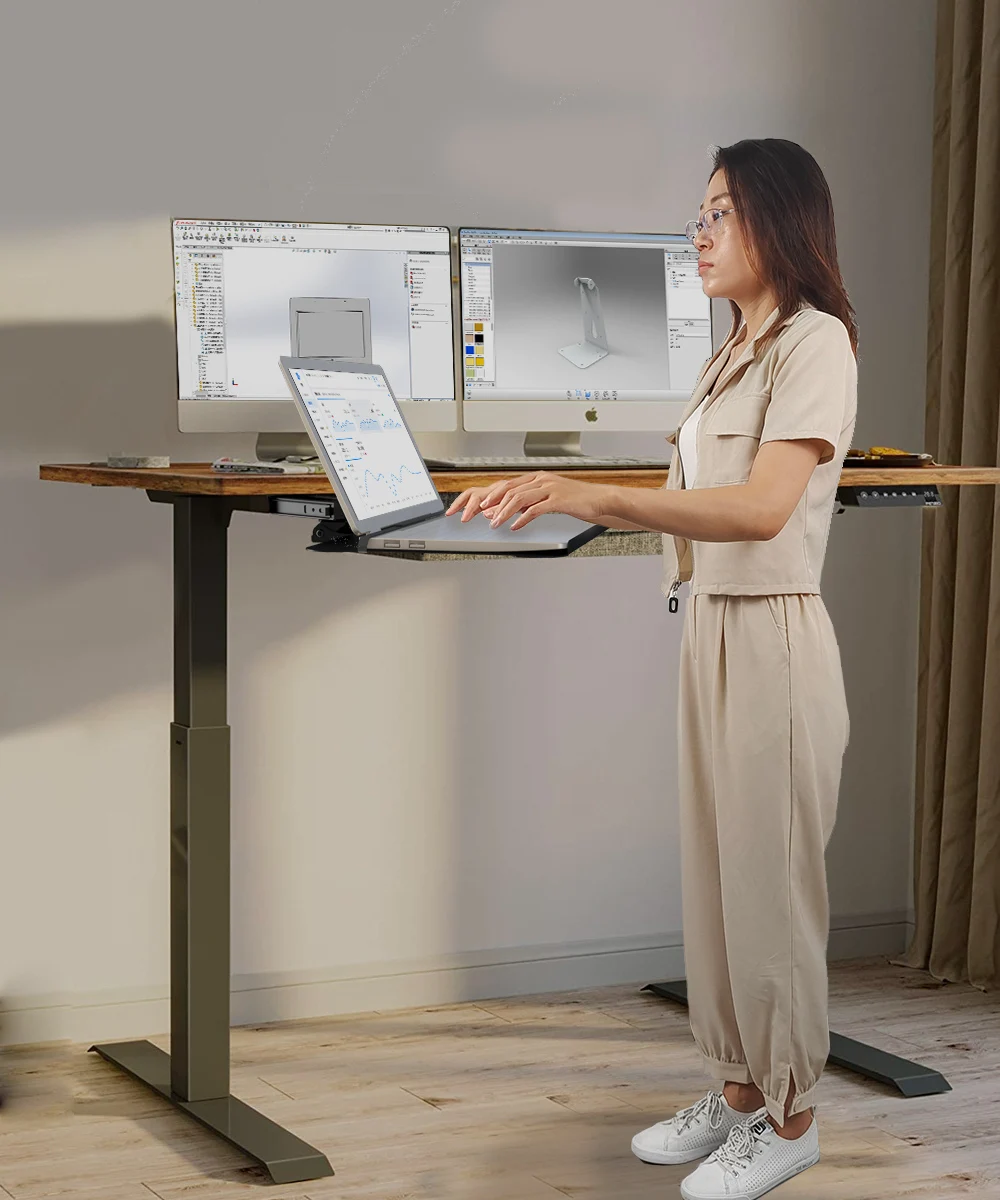 

All in One Ergonomic Electric Desk with Computer Keyboard Tray CPU Holder Arm Rest Laptop Holder
