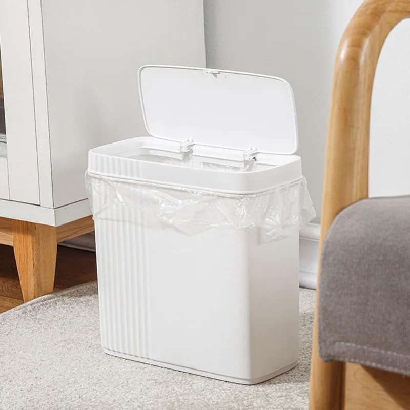 

Kitchen Bathroom Trash Can Garbage Can With Press Top Lid For Bedroom Kitchen Office Living Room