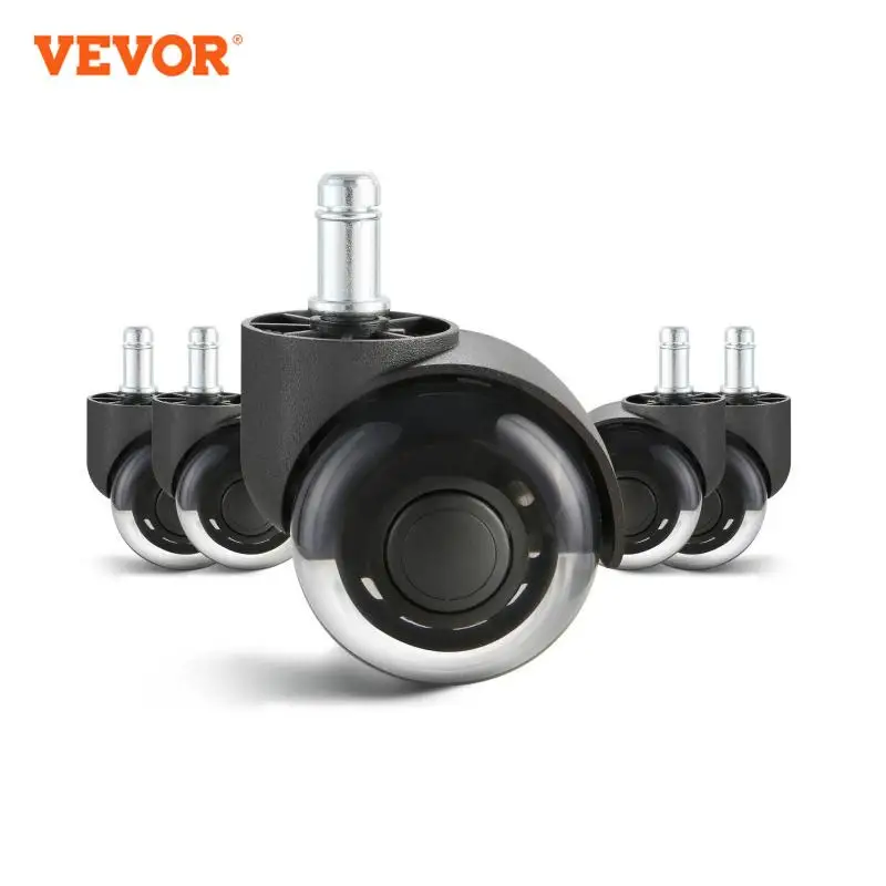 VEVOR 2/3 inch Set of 5 Office Chair Wheels Replacement Computer Gaming Desk Universal Caster for Hardwood Floors and Carpet