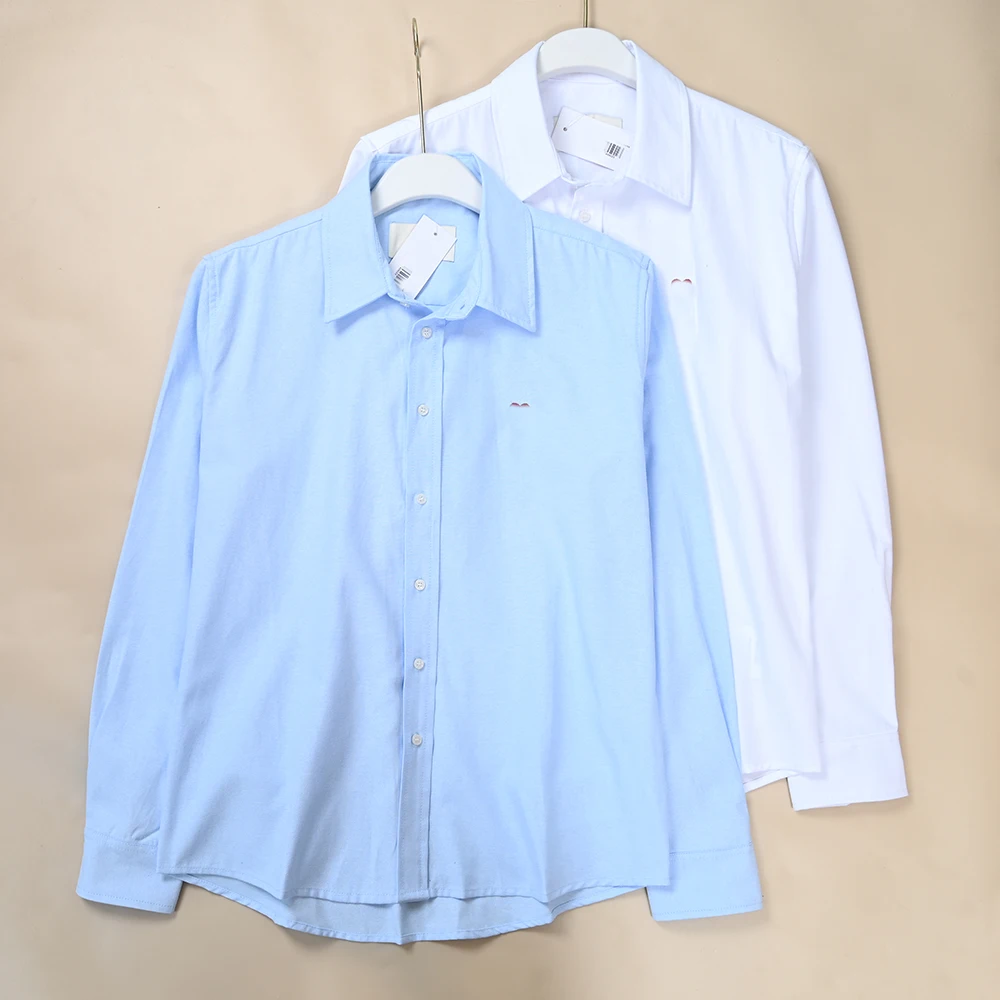 

Новая весенняя повседневная свободная хлопковая рубашка с длинным рукавом для женщин, с вышивкой в виде сердечек, из оксфордской ткани, дышащая и комфортная