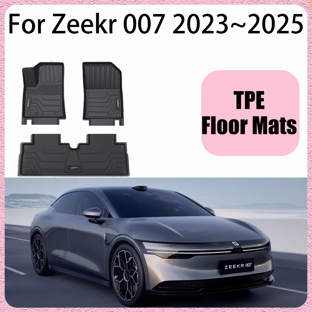 

Для Zeekr 007 2023 ~ 2025 2024 автомобильные коврики из ТПЭ с левым рулем, водонепроницаемые ковры, защита от царапин, аксессуары для интерьера