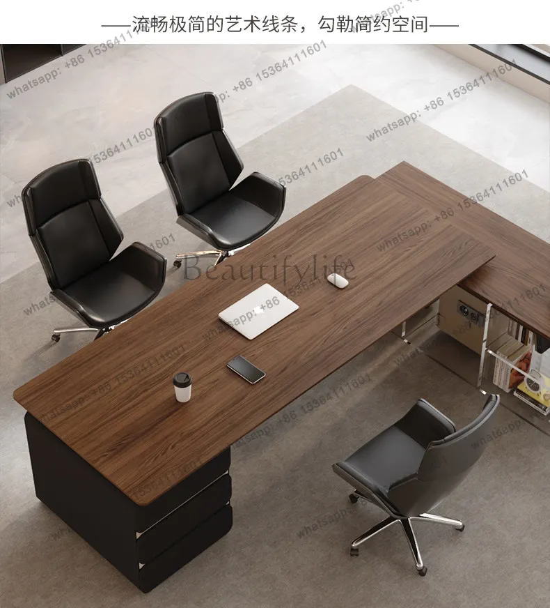 Solid wood old simple modern supervisor manager computer desk senior designer office desk and chair