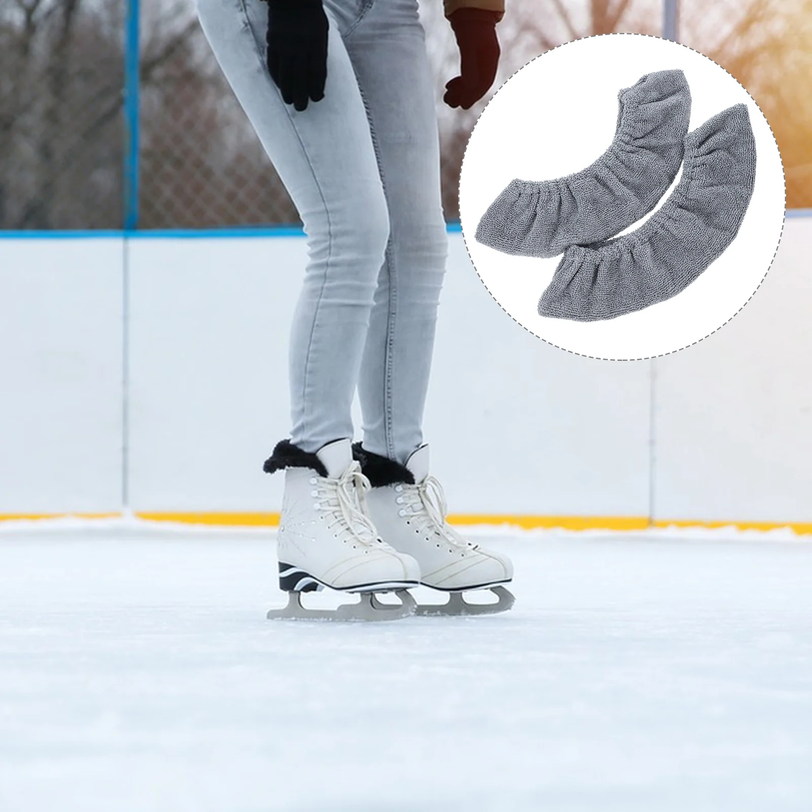 

1 Pair Adjustable Elastic Ice Skate Covers Stretchy Protective For Skating Hockey Boot Nonslip Durable Guard Soakers Cover Team