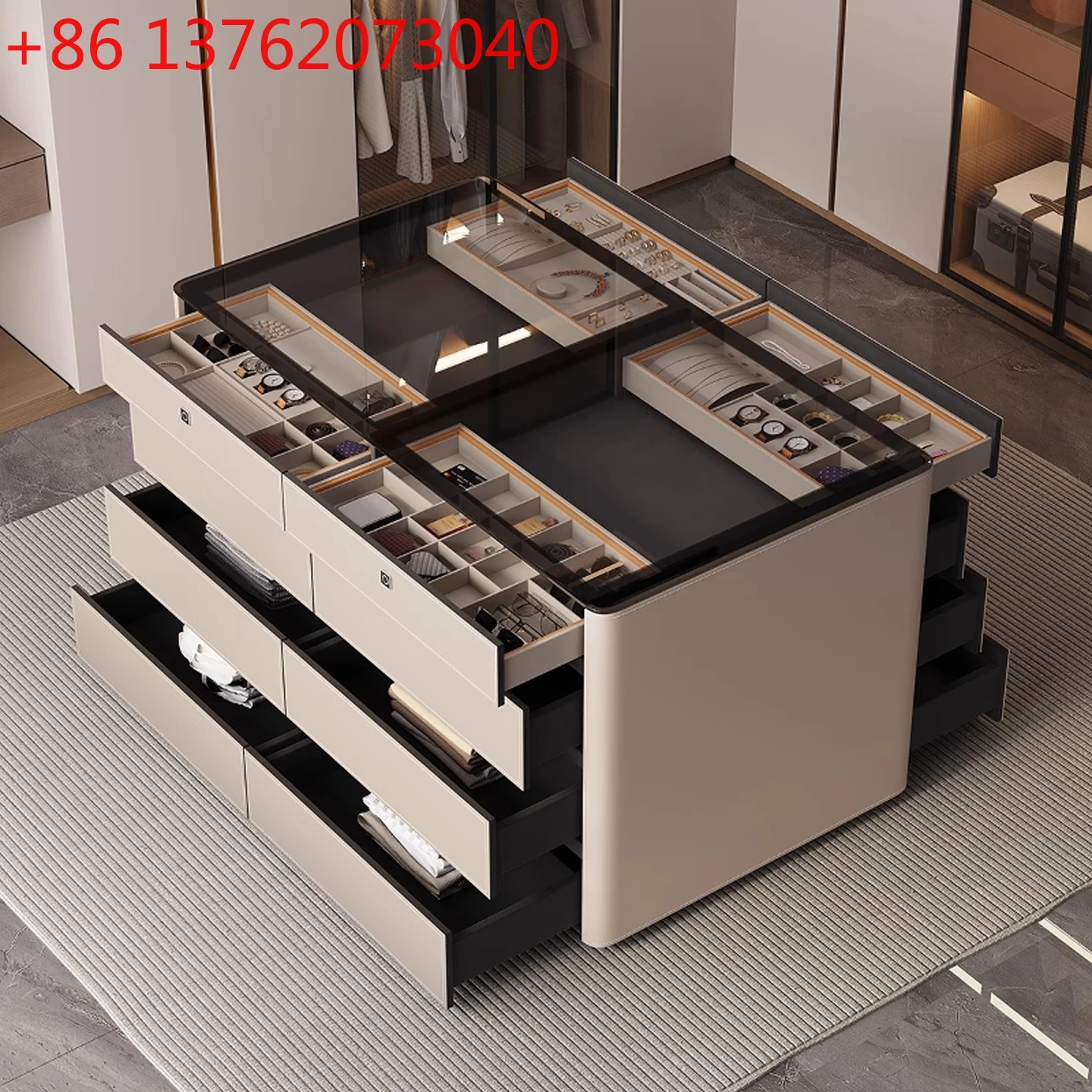 

Italian light luxury solid wood floor-to-ceiling jewelry cabinet bedroom modern simple cloakroom Nakajima Taiwan storage locker